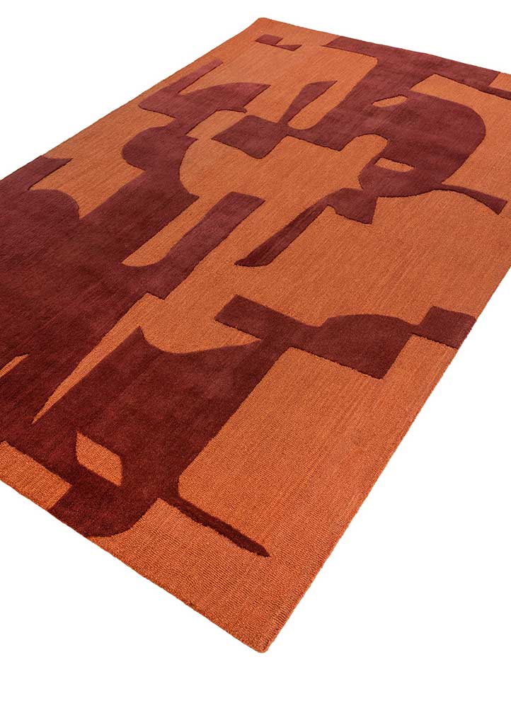 white noise red and orange wool and viscose hand tufted Rug - FloorShot