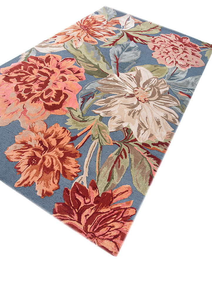 hacienda blue wool and viscose hand tufted Rug - FloorShot