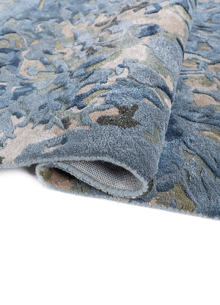 genesis blue wool and viscose hand tufted Rug - FloorShot
