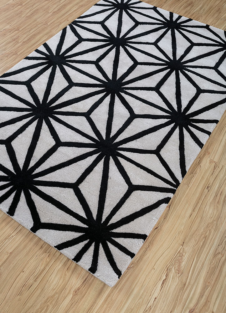 contour grey and black wool and viscose hand tufted Rug - FloorShot