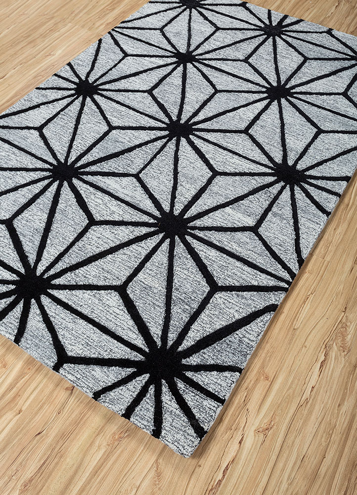 contour grey and black wool and viscose hand tufted Rug - FloorShot
