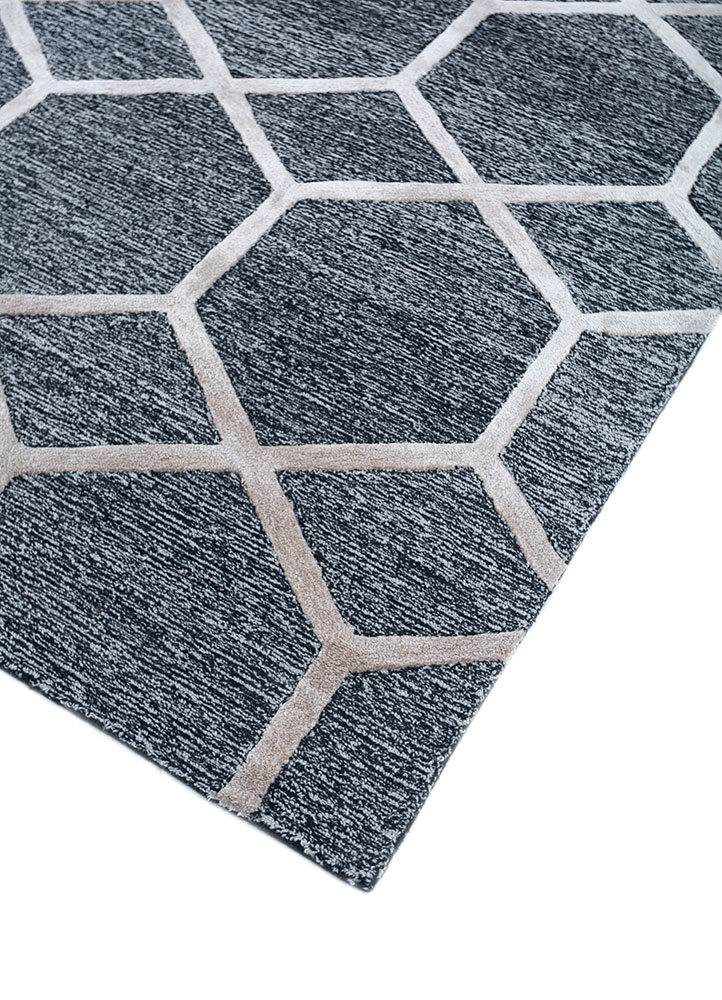 contour grey and black wool and viscose hand tufted Rug - FloorShot