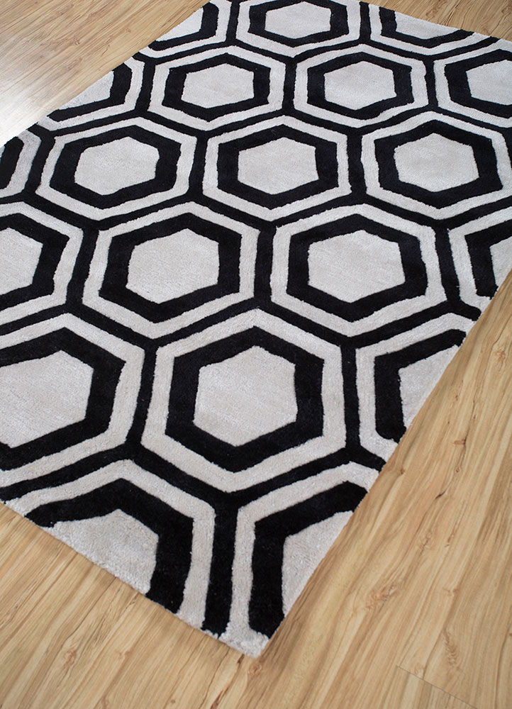 contour grey and black wool and viscose hand tufted Rug - FloorShot