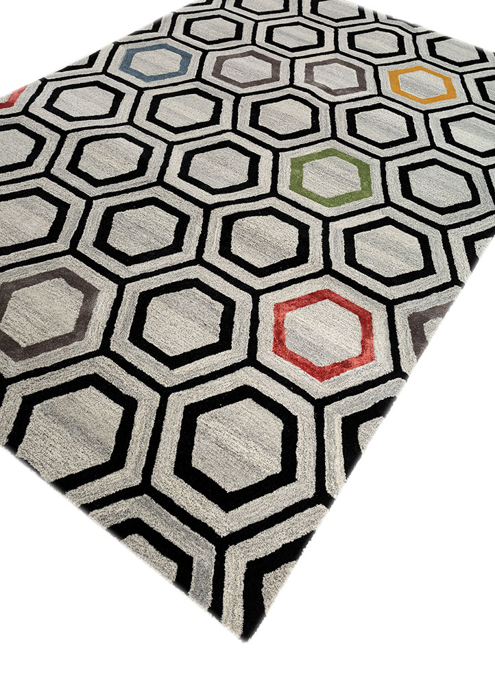 contour grey and black wool and viscose hand tufted Rug - FloorShot