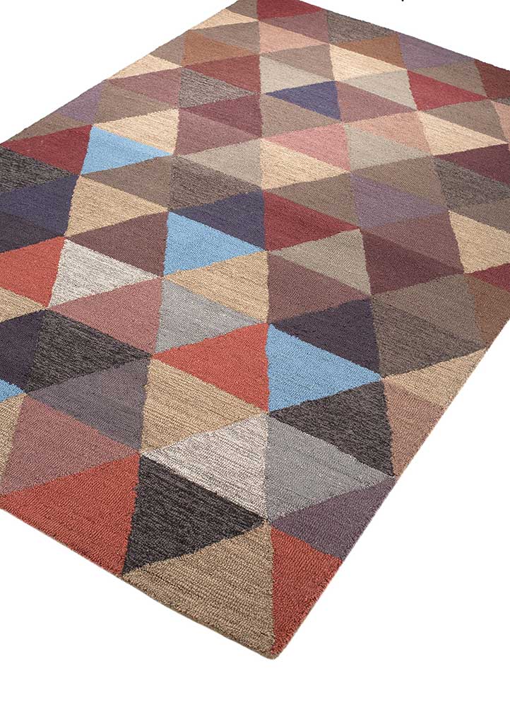 linear blue wool and viscose hand tufted Rug - FloorShot