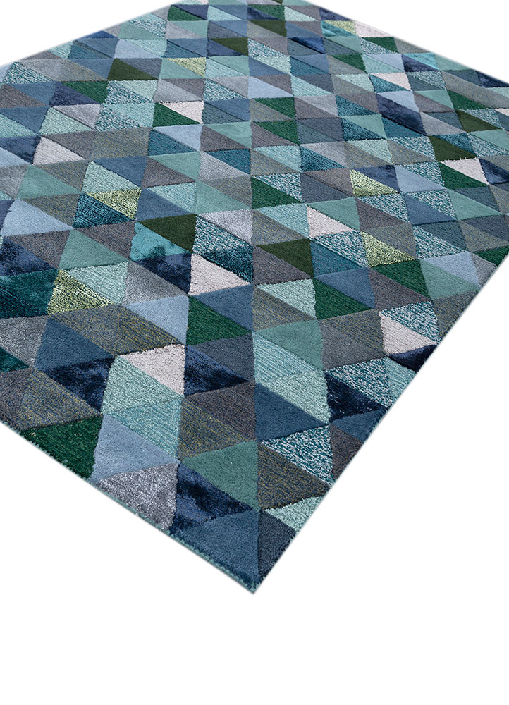 caliedo blue wool and viscose hand tufted Rug - FloorShot