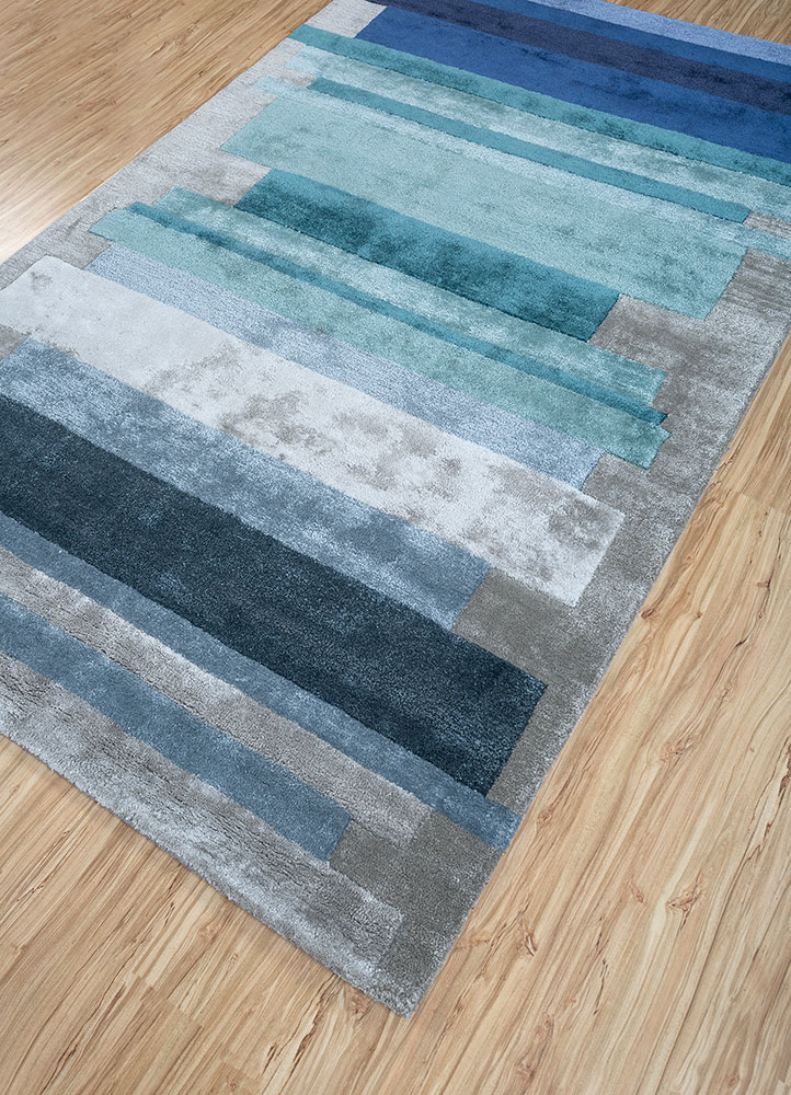 caliedo blue wool and viscose hand tufted Rug - FloorShot