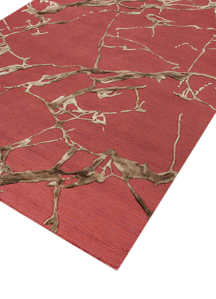 genesis red and orange wool and viscose hand tufted Rug - FloorShot