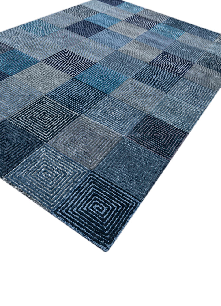 pathways blue wool and viscose hand tufted Rug - FloorShot