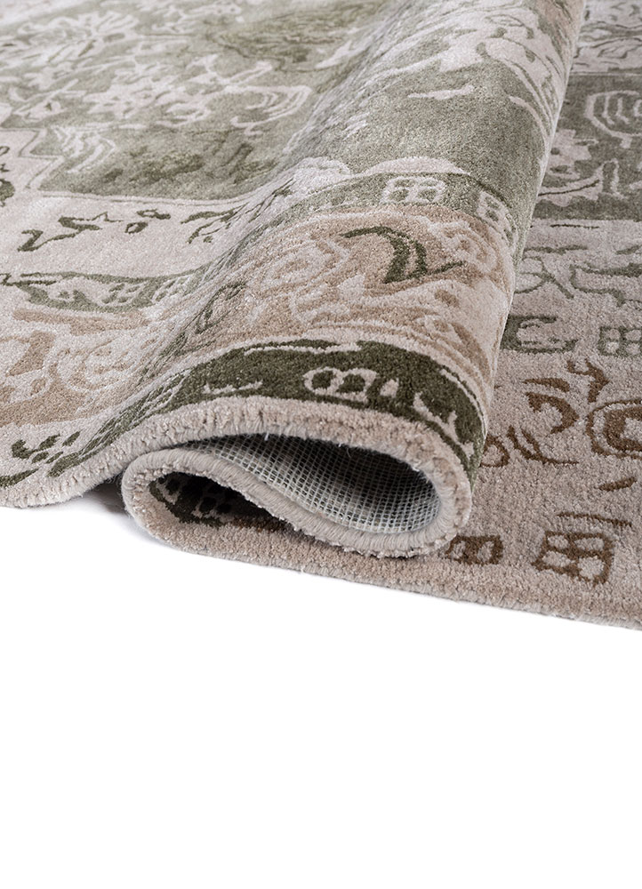 mythos green wool and viscose hand tufted Rug - FloorShot
