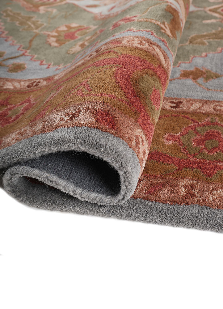 kasbah red and orange wool and viscose hand tufted Rug - FloorShot