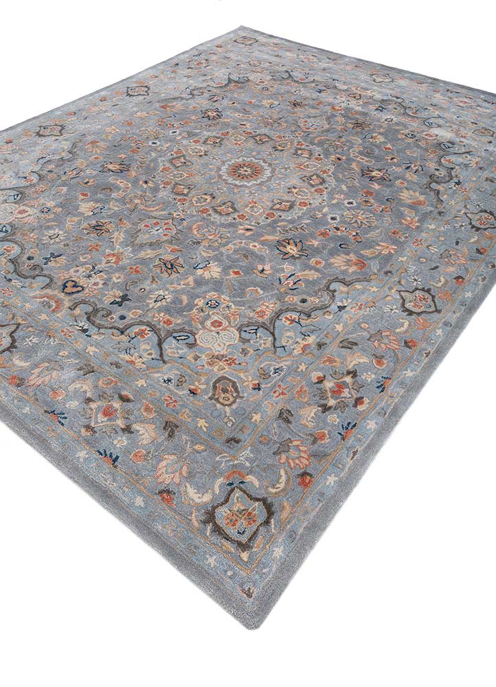 kasbah blue wool and viscose hand tufted Rug - FloorShot