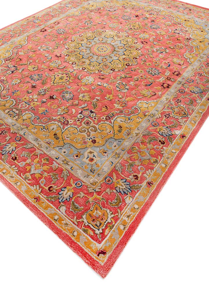 kasbah red and orange wool and viscose hand tufted Rug - FloorShot