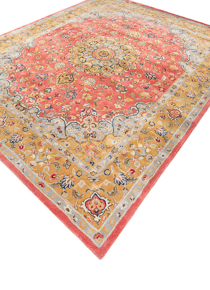 kasbah red and orange wool and viscose hand tufted Rug - FloorShot