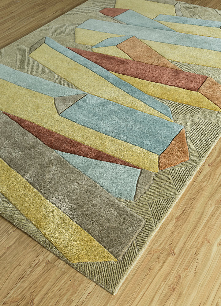 archetype beige and brown wool and viscose hand tufted Rug - FloorShot