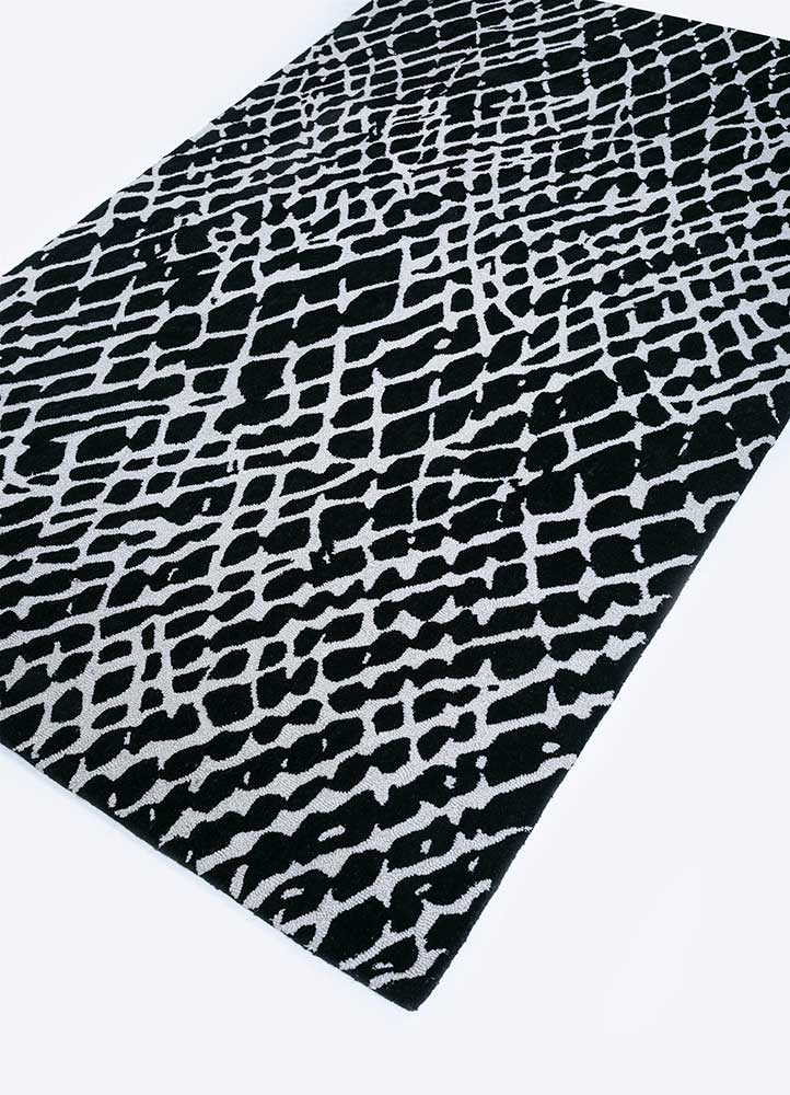 contour grey and black wool hand tufted Rug - FloorShot