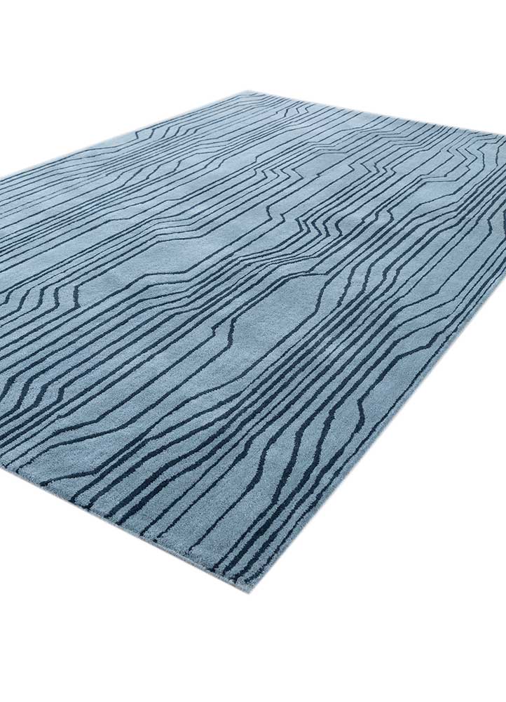 pathways blue wool hand tufted Rug - FloorShot