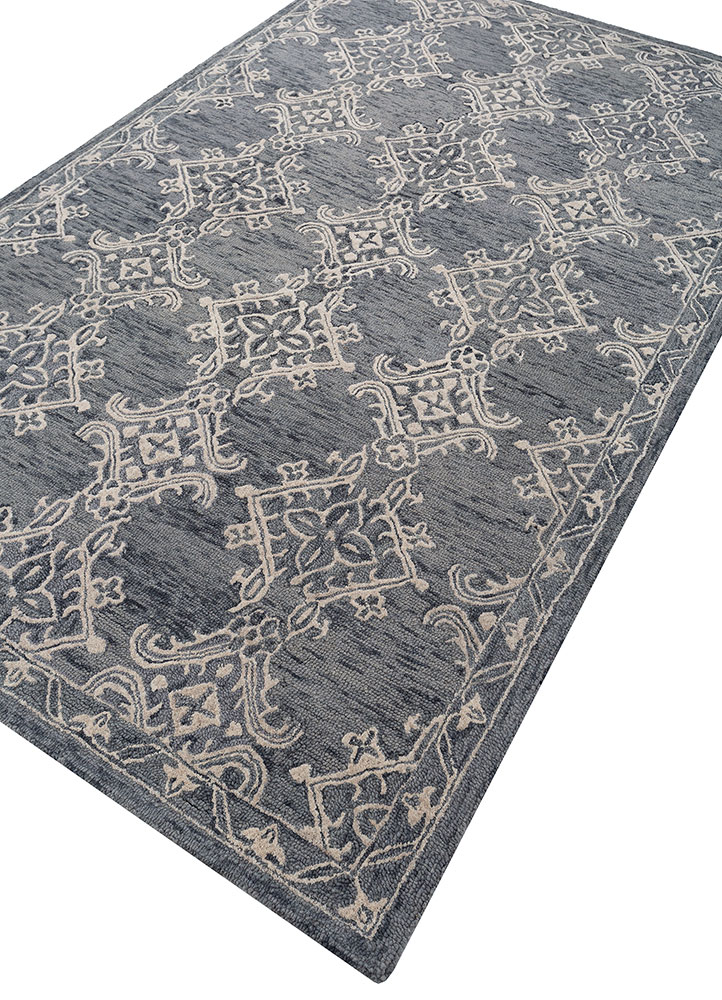 imara grey and black wool hand tufted Rug - FloorShot