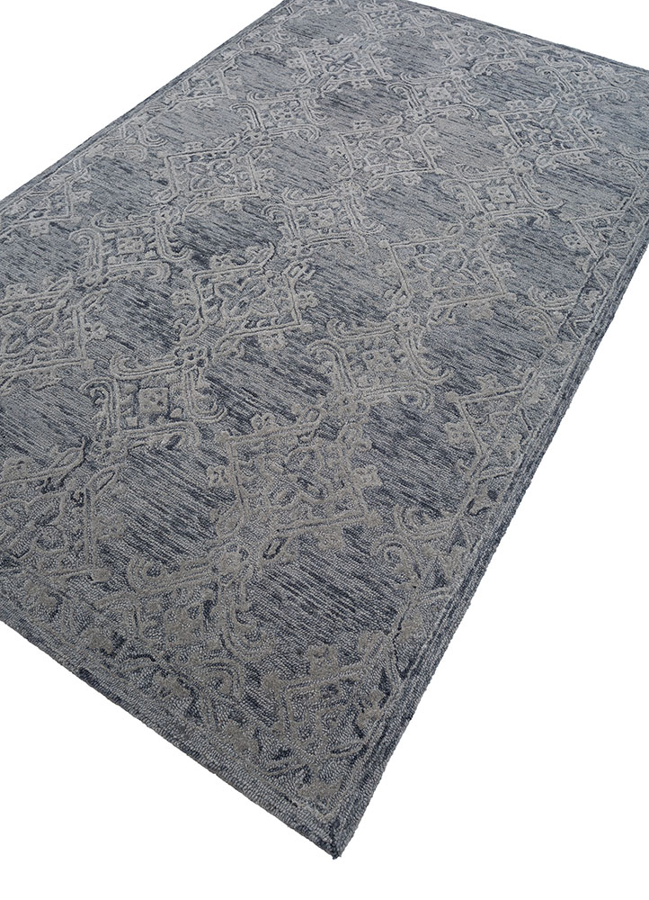 imara grey and black wool hand tufted Rug - FloorShot