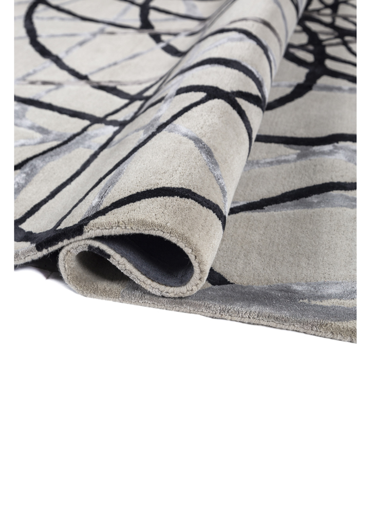 contour grey and black wool and viscose hand tufted Rug - FloorShot