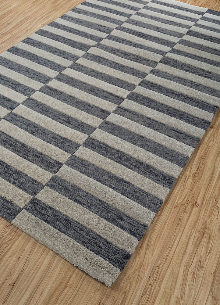 contour grey and black wool hand tufted Rug - FloorShot
