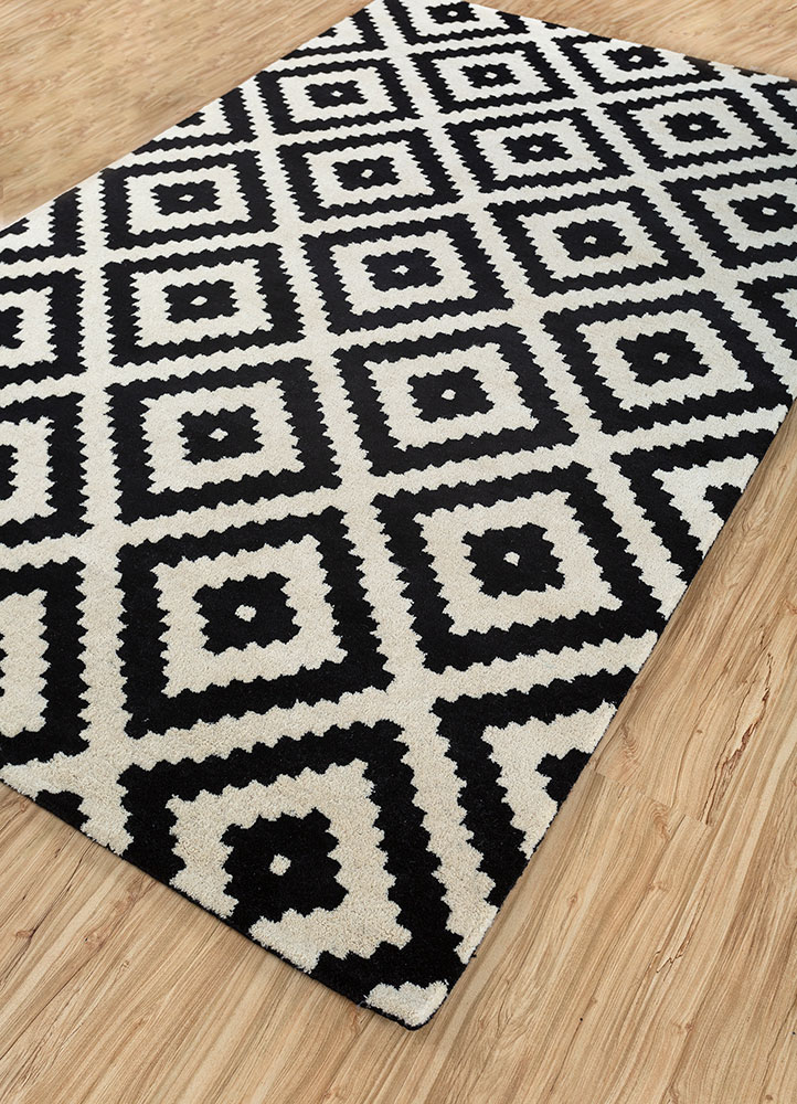 contour grey and black wool hand tufted Rug - FloorShot