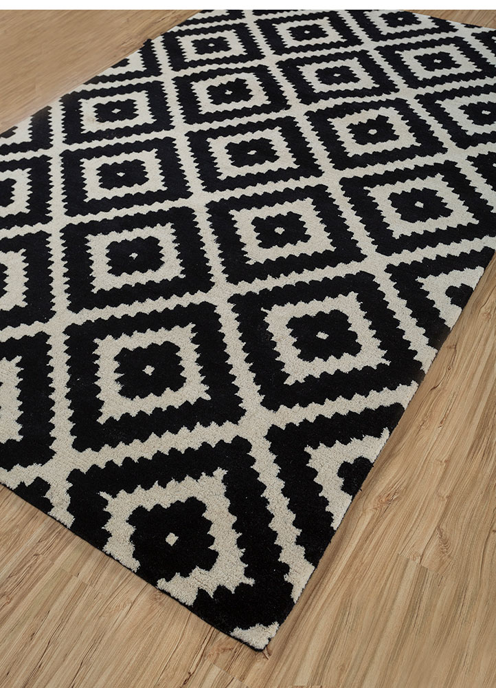 contour grey and black wool hand tufted Rug - FloorShot