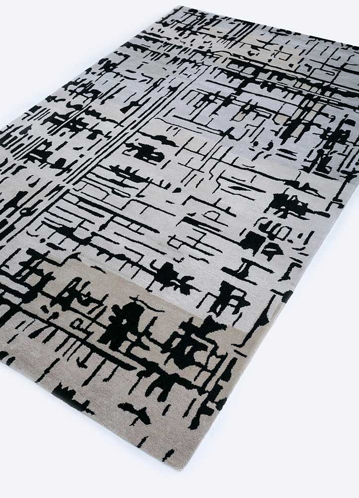 adrift grey and black wool hand tufted Rug - FloorShot