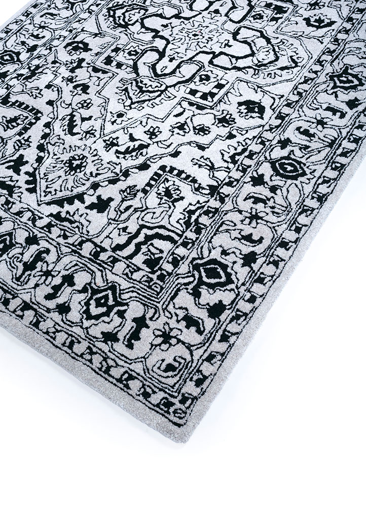 imara grey and black wool and viscose hand tufted Rug - FloorShot