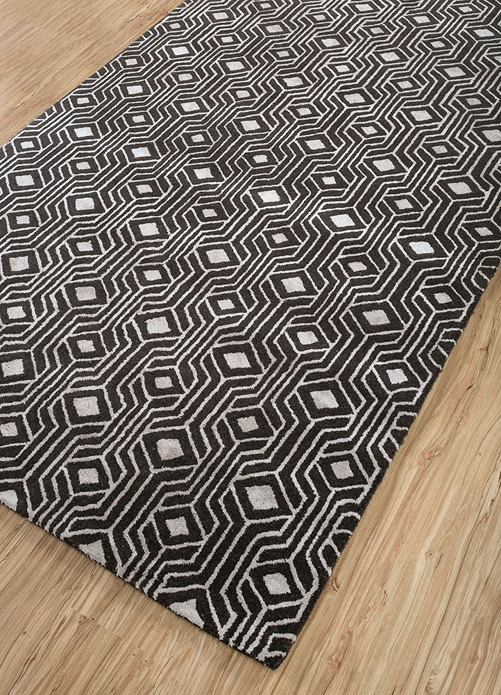 imara grey and black wool hand tufted Rug - FloorShot