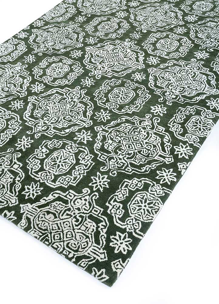 imara green wool hand tufted Rug - FloorShot