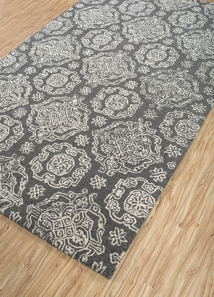 imara blue wool hand tufted Rug - FloorShot