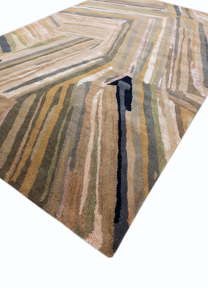 genesis beige and brown wool and viscose hand tufted Rug - FloorShot