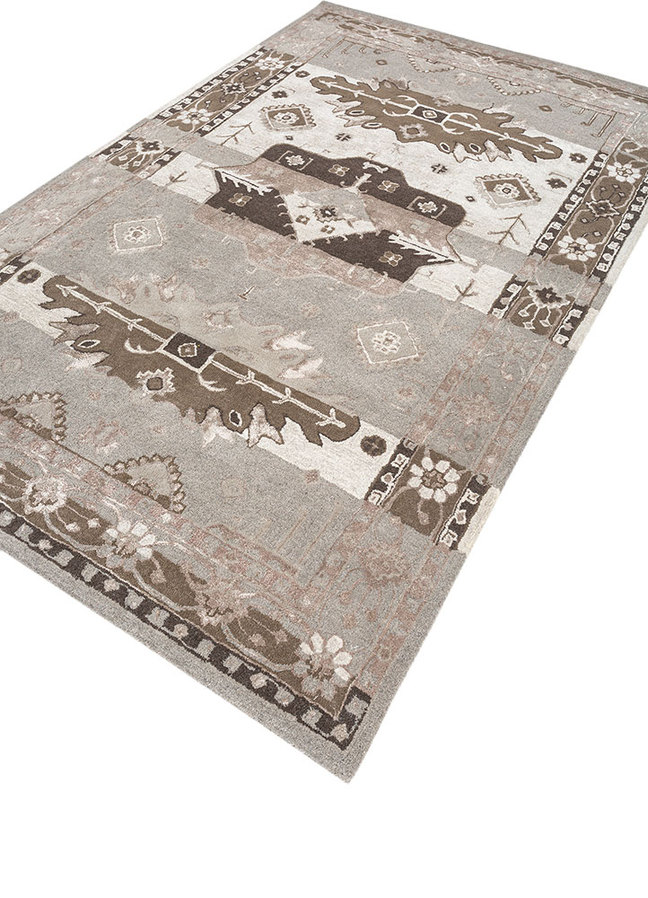 mythos ivory wool and viscose hand tufted Rug - FloorShot