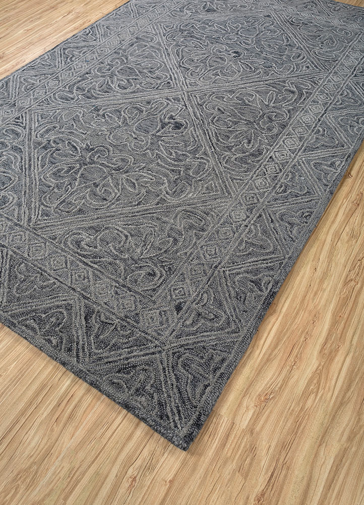 imara grey and black wool hand tufted Rug - FloorShot