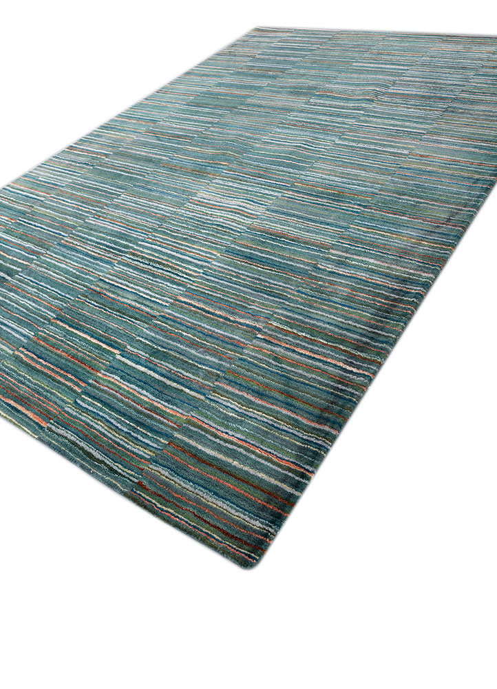 linear grey and black wool and viscose hand tufted Rug - FloorShot