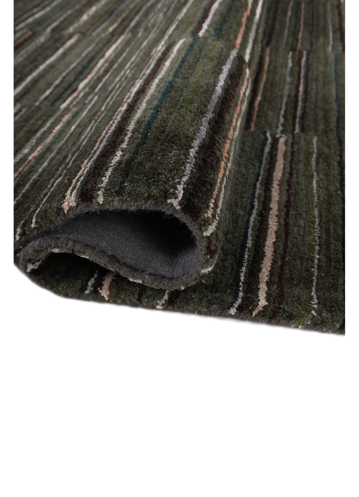 linear blue wool and viscose hand tufted Rug - FloorShot