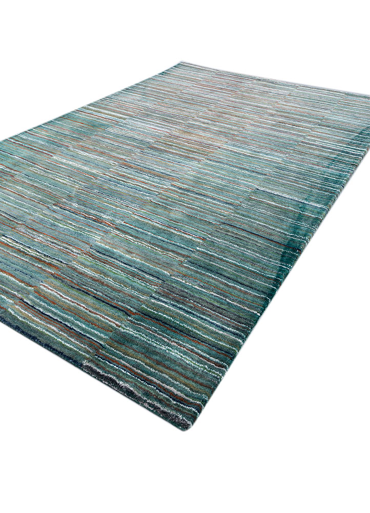 linear grey and black wool and viscose hand tufted Rug - FloorShot
