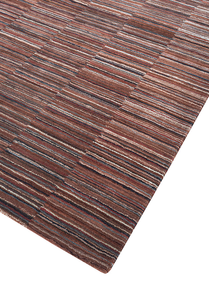 linear red and orange wool and viscose hand tufted Rug - FloorShot