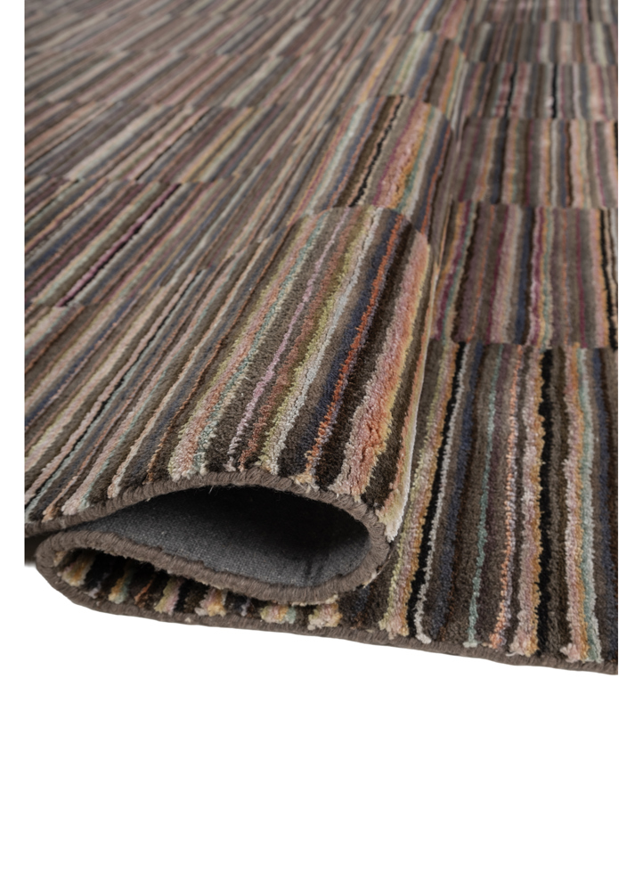 linear pink and purple wool and viscose hand tufted Rug - FloorShot
