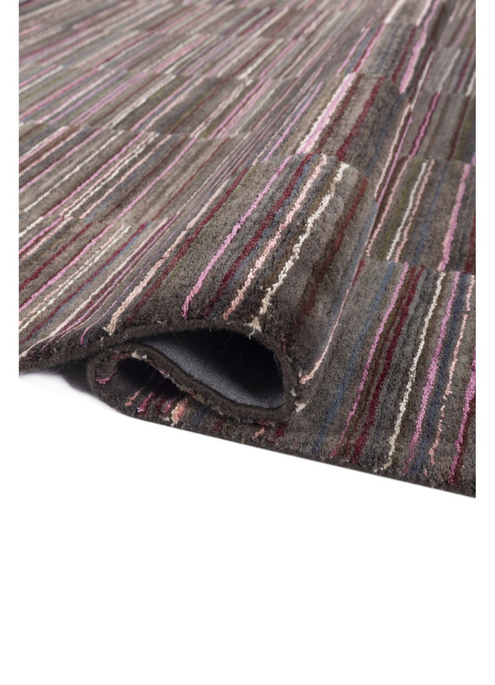 linear grey and black wool and viscose hand tufted Rug - FloorShot