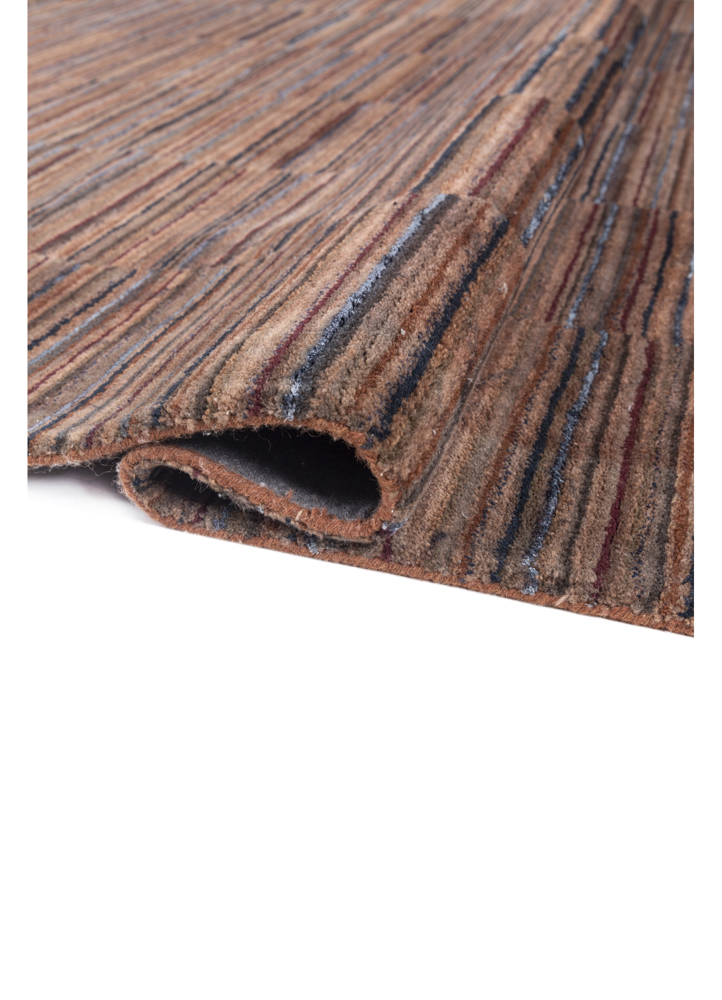 linear red and orange wool and viscose hand tufted Rug - FloorShot
