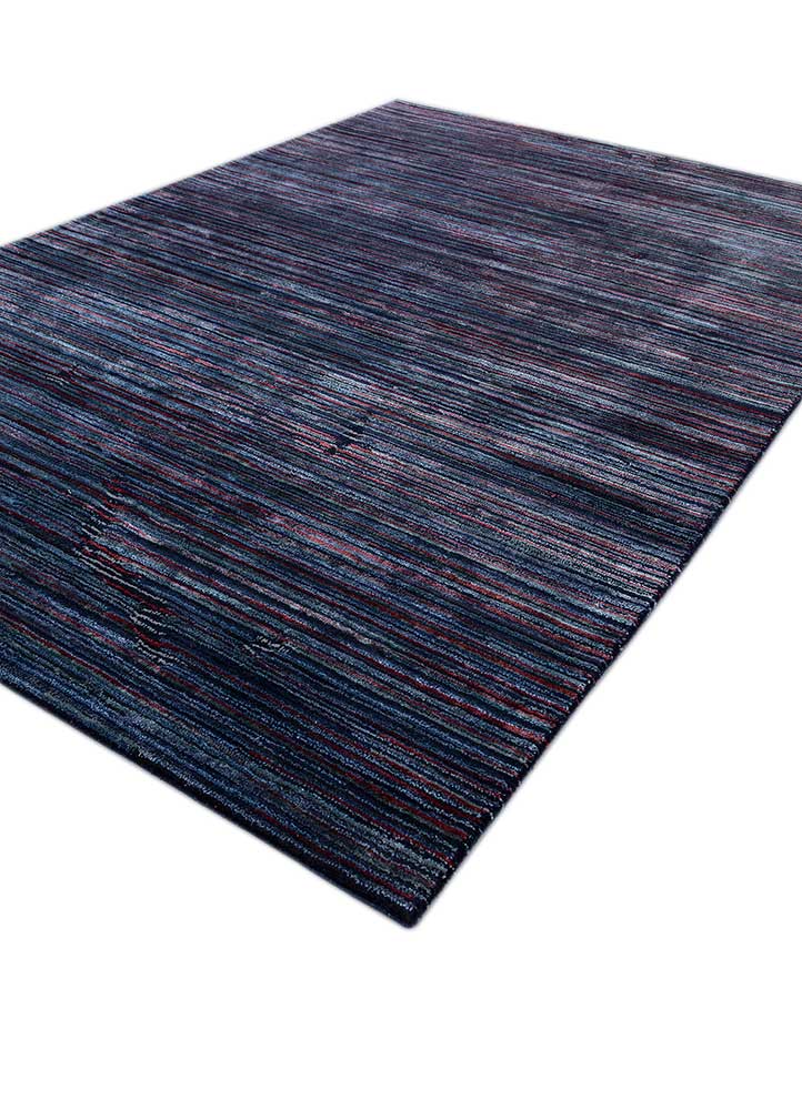 linear grey and black wool and viscose hand tufted Rug - FloorShot