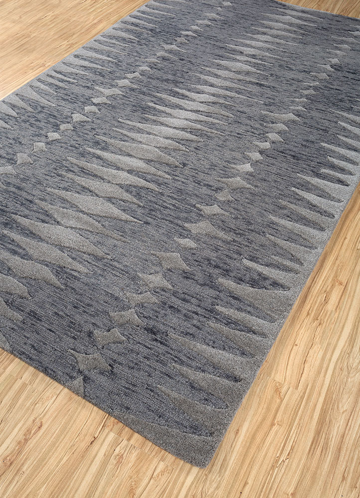 contour grey and black wool hand tufted Rug - FloorShot