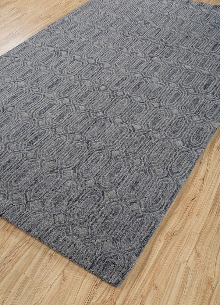 contour grey and black wool hand tufted Rug - FloorShot