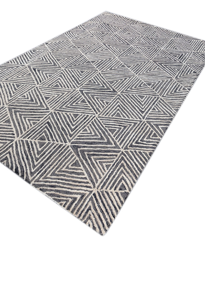pathways grey and black wool hand tufted Rug - FloorShot