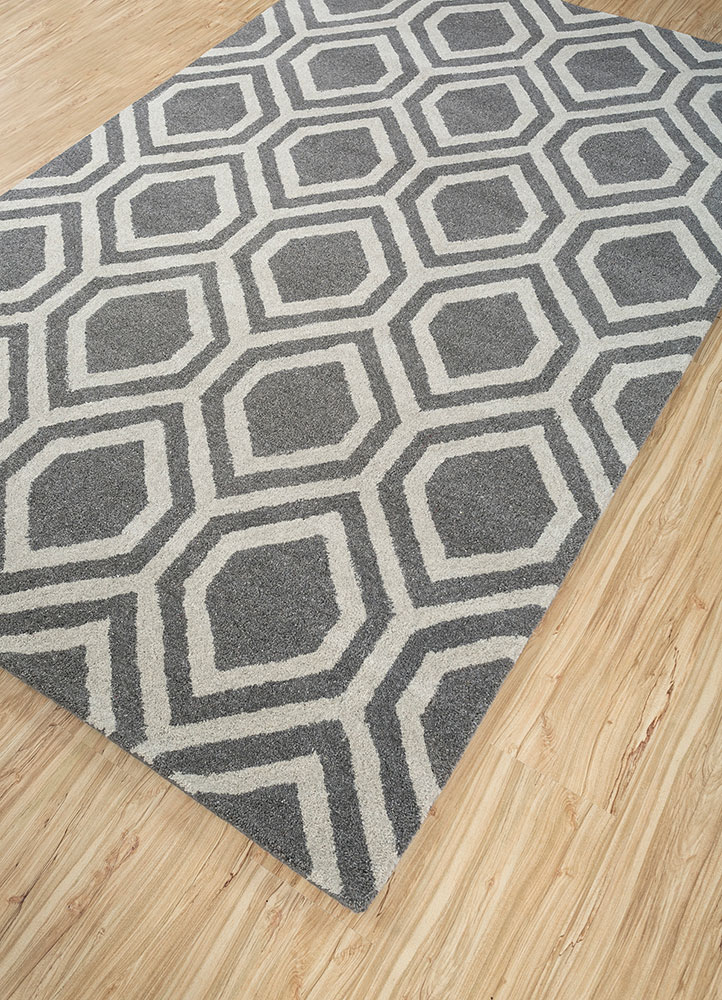 contour grey and black wool and viscose hand tufted Rug - FloorShot