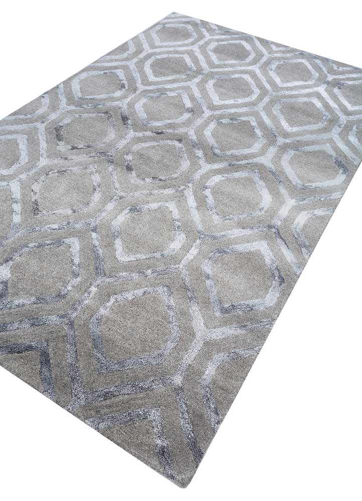 contour grey and black wool and viscose hand tufted Rug - FloorShot