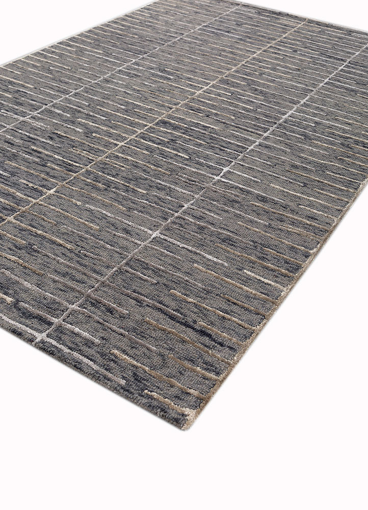 pathways grey and black wool and viscose hand tufted Rug - FloorShot