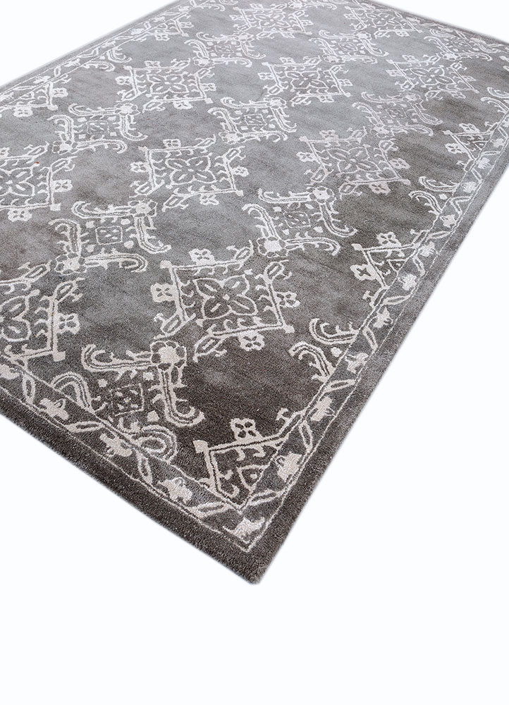imara grey and black wool and viscose hand tufted Rug - FloorShot